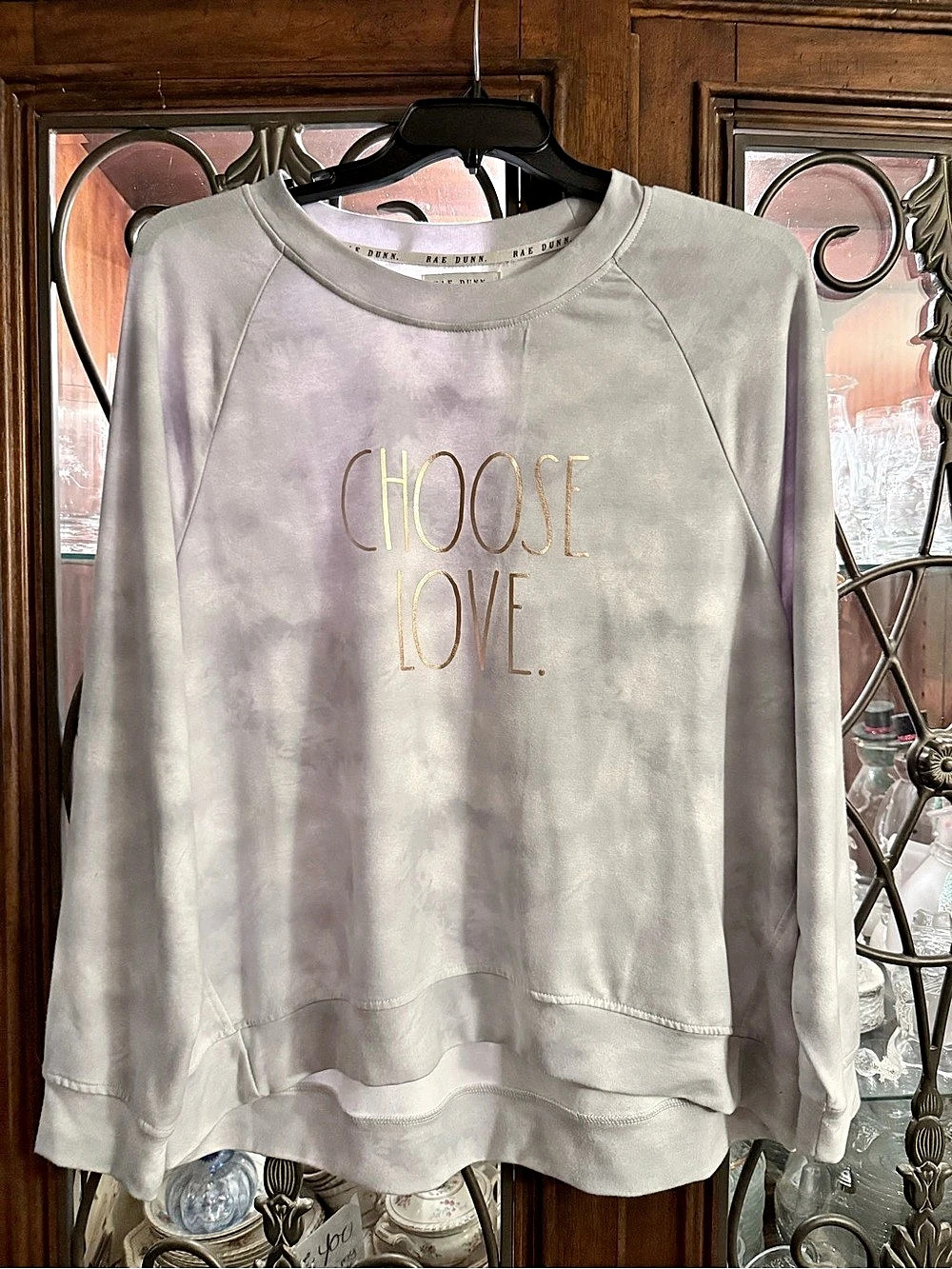 Rae Dunn Choose Love French Terry Sweatshirt White & Pink 2X
